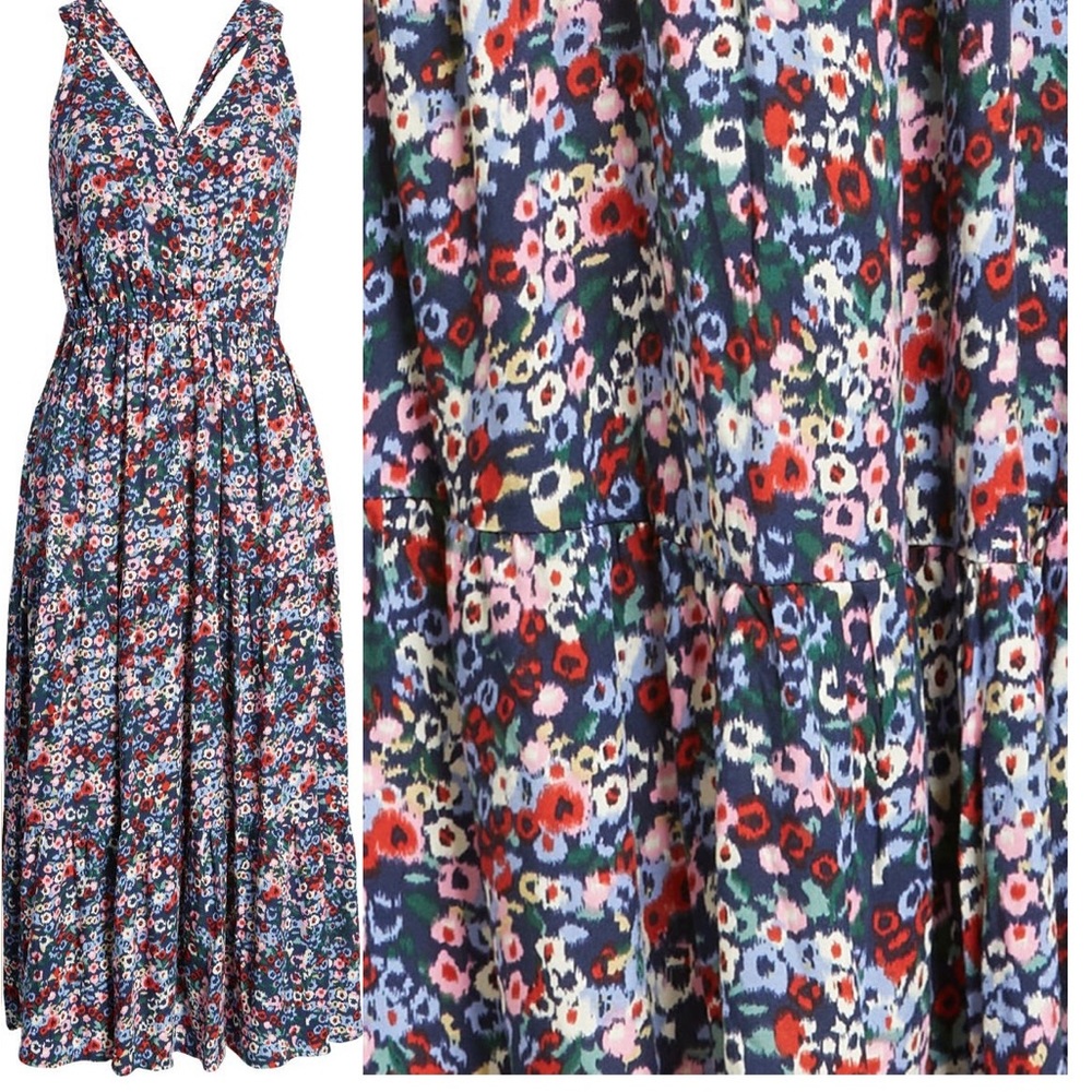 FRNCH Flavie floral print open back dress